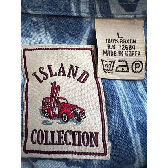 Island Collection Mens Vintage Motorcycle Hawaiian Button Up Shirt Large Pocket - Picture 7 of 8